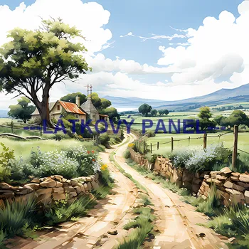 Látkový panel - Krajinka - KR-18 Velikost: 20x20cm, Materiál: Bavlna