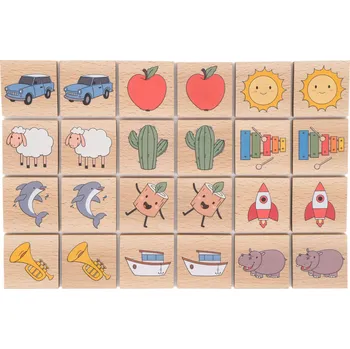 Dřevěná hračka Dřevěné pexeso svět kolem nás – vzdělávací hra pro děti | Buklo