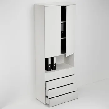 Komoda Kancelářská skříňka š. 80 cm v. 214 cm se čtyřmi zásuvkami, dvěma dvířky a nikou