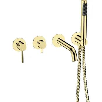 Vodovodní baterie BESCO Podomítkový 4-otvorový vanový set VEO zlatá lesklá BABWV4PJZ