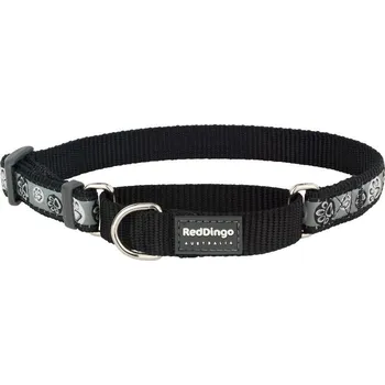 Obojek pro psa Red Dingo obojek polostahovací – Paw Impressions Black – 25 mm x 41-62 cm