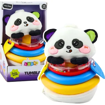 LEAN Toys Smyslová Hračka Panáček Panda Pyramidka Houpací Kousátka Chrastítko