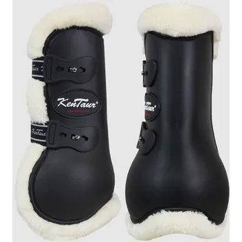 Vybavení pro koně KENTAUR Chrániče Mega Jump s umělým beránkem:černé,světlý beránek Full