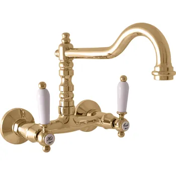 Vodovodní baterie MORAVA RETRO - Umyvadlová/dřezová baterie, Zlatá lesklá MK502.0/28Z, RAV Slezák