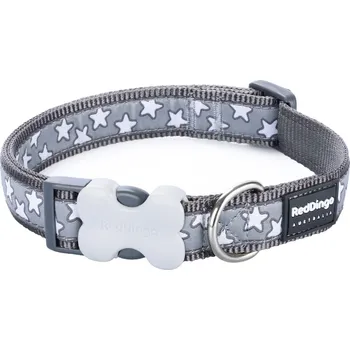 Red Dingo obojek – Stars White on Grey – 20 mm x 30-47 cm