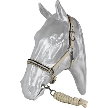 KENTAUR Ohlávka podl. fleecem se stuhou Kentaur + vodítko hnědá/béžová Full