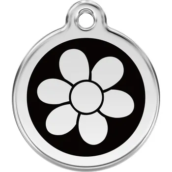 psí známka Red Dingo známka – Flower Black – Květina černá velikost známky M - 30 mm