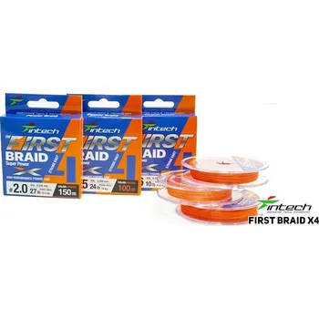 Intech First Splétaná Šňůra Braided Line Braid X4 Orange 150 m - 0,205 mm 10 kg
