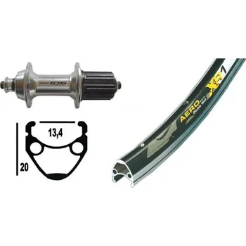 Ráfek na kolo OEM zadní zapletené kolo 700C 105 8/9s Exal XR-1 (černá/stříbrná)