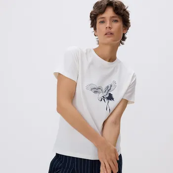 Dámské tričko Reserved - Tričko s potiskem - krémová - 491HD-01X - 491HD-01X-L