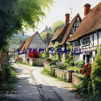 Látkový panel - Krajinka s domem - KR-34 Velikost: 20x20cm, Materiál: Kočárkovina