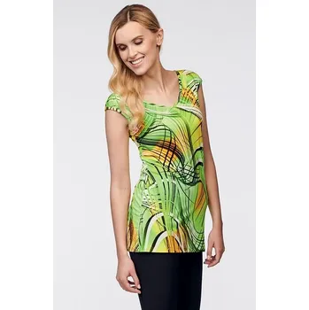 Dámská halenka Delší přiléhavá zelená dámská halenka se spadenými ramínky 7751 velikost M