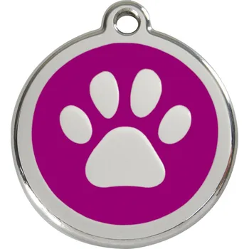 psí známka Red Dingo známka – Paw Print Purple – Tlapka fialová velikost známky L - 37 mm