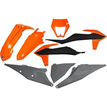 UFO sada plastů KTM EXC 125 '20-'21, EXC 250 / 300 TPI '20-'23, EXC-F 250 / 350 / 450 / 500 '20-'23 (oranžová/šedá/černá)