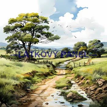 Látkový panel - Krajinka - KR-08 Velikost: 15x15cm, Materiál: Úplet