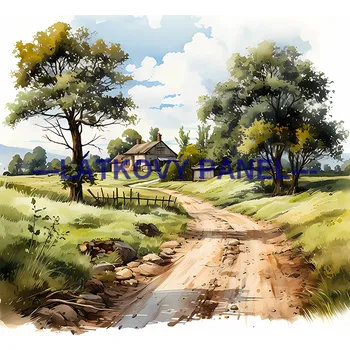 Látkový panel - Krajinka - KR-10 Velikost: 30x30cm, Materiál: Bavlna