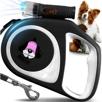 Vodítko pro psa RETOO Natahovací vodítko na psa se zámkem a svítilnou Barva: černo-bílé