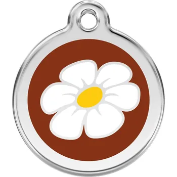 psí známka Red Dingo známka – Daisy Flower Brown – Sedmikráska hnědá velikost známky M - 30 mm