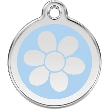psí známka Red Dingo známka – Flower Light Blue – Květina světle modrá velikost známky M - 30 mm