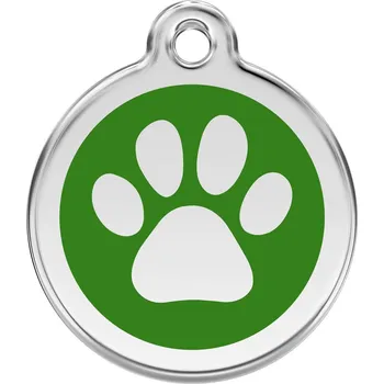 psí známka Red Dingo známka – Paw Print Green – Tlapka zelená velikost známky M - 30 mm