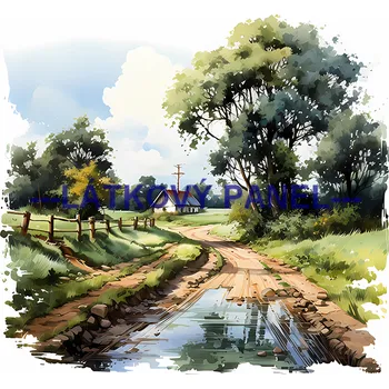 Látkový panel - Krajinka - KR-17 Velikost: 25x25cm, Materiál: Teplákovina nepočesaná