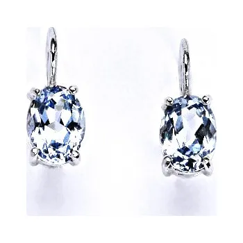 Náušnice Zlaté náušnice, zirkon akvamarin světlý 8x6 mm , bílé i žluté zlato - NK 1245 (zirkon 8x6 mm)