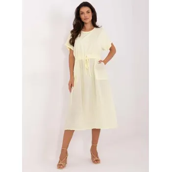 Dámské oblečení Zářivě žluté bavlněné midi šaty OCH BELLA
