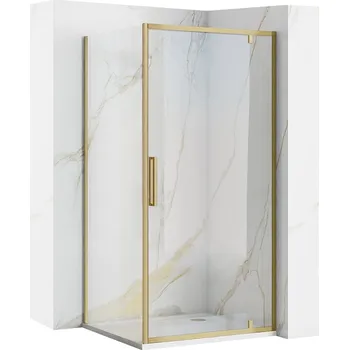 Čtvercový sprchový kout REA RAPID SWING 100x100 cm, zlatá kartáčovaná - bez vaničky