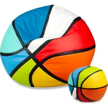 Taburet Sedací vak - míč basketballový + taburet - vícebarevný