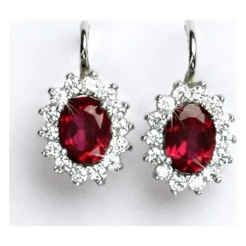 Náušnice Zlaté náušnice Kate, bílé i žluté zlato, zirkon rubín a čiré zirkony - NK 1507