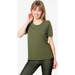 DOMYOS Dámské fitness tričko s krátkým rukávem 2XL KAŠTANOVÁ|ZELENÁ