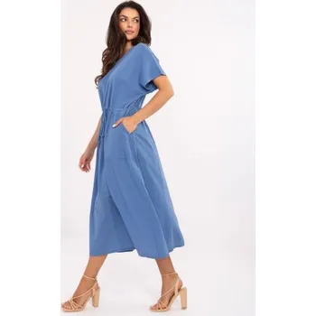 Dámské oblečení Špinavě modré šaty s krátkým rukávem OCH BELLA