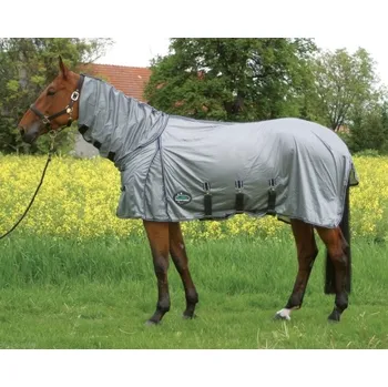 Koňská maska proti hmyzu Deka síťová s nákrčníkem šedá 155cm