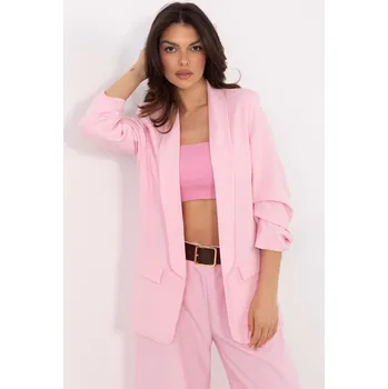 Dámský kostýmek ItModa Dámské oversize sako Charlotte světle růžové Velikost: UNI