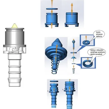 Náhradní díly k medikátoru mixrite, PVDF model, Ventil zpětný konický