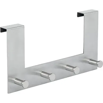 Upínací popruh Spirella závěsný věšák na dveře PUNT, kartáčovaná nerez ocel, 4 háčky, 19 mm