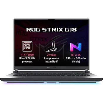 Notebook ASUS ROG Strix G18/G815LW-NEBULA003W/U9-275HX/18"/2560x1600/32GB/1TB/RTX 5080/W11H/Gray/2R