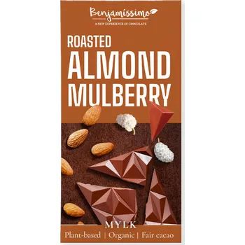 Čokoláda Benjamíssimo Čokoláda s praženými mandlemi a moruší BIO (60 g)