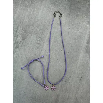 Náhrdelník Sada náhrdelník a náramek - fialová květina