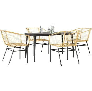 Zahradní sestava vidaXL 5dílný zahradní jídelní set polyratan sklo [3334487] Barva: Hnědá