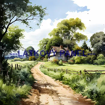 Látkový panel - Krajinka - KR-20 Velikost: 45x45cm, Materiál: Úplet