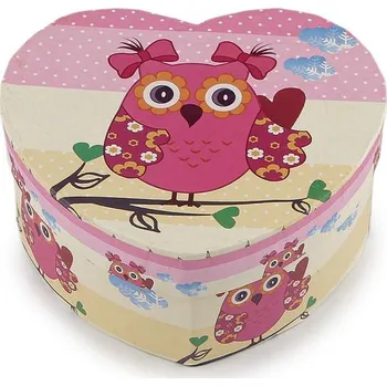 Oblečení a móda Dárková krabička srdce sova 11,5x10 cm - 2 růžová střední béžová