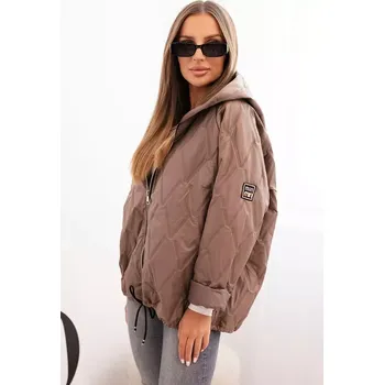 Kesi Włoski Dámská prošívaná bunda s kapucí fango Kesi Włoski šedá | kaki 3372639