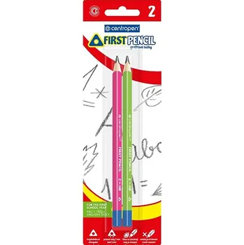 Mikrotužka CENTROPEN 9512 Jumbo HB, trojhranná, pro první psaní - balení 2 ks, náhodné barvy