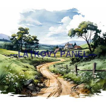 Látkový panel - Krajinka - KR-19 Velikost: 45x45cm, Materiál: Úplet