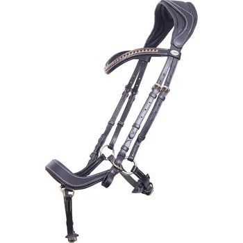 Uzdečka anatomická kožená QHP Devi černá Cob