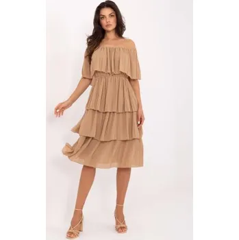 Dámské šaty Španělské šaty s volánky ve velbloudí barvě OCH BELLA
