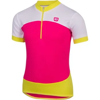 cyklistický dres Dětský dres ETAPE PEDDY, vel. 152/158, růžová/limeta fluo (materiál MicroCool, přední zip 14 cm)