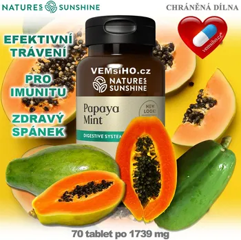 Vůně do bytu ❤️ Nature’s Sunshine PAPAYA MINT | Papája máta | EFEKTIVNÍ TRÁVENÍ | AKCE: - 50 % SLEVA ❤️ 70 tablet po 1739 mg ❤️ Nature’s Sunshine® USA - KVALITNÍ 100% Přírodní doplňky stravy, kosmetika, esenciální oleje, příslušenství Natures Sunshine ❤️ VEMsiHO.cz