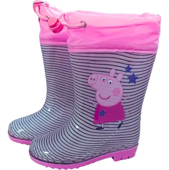 Dívčí holínky Eplusm Dívčí holínky PEPPA PIG s proužky růžová Růžová, Velikost: 31/32 31/32